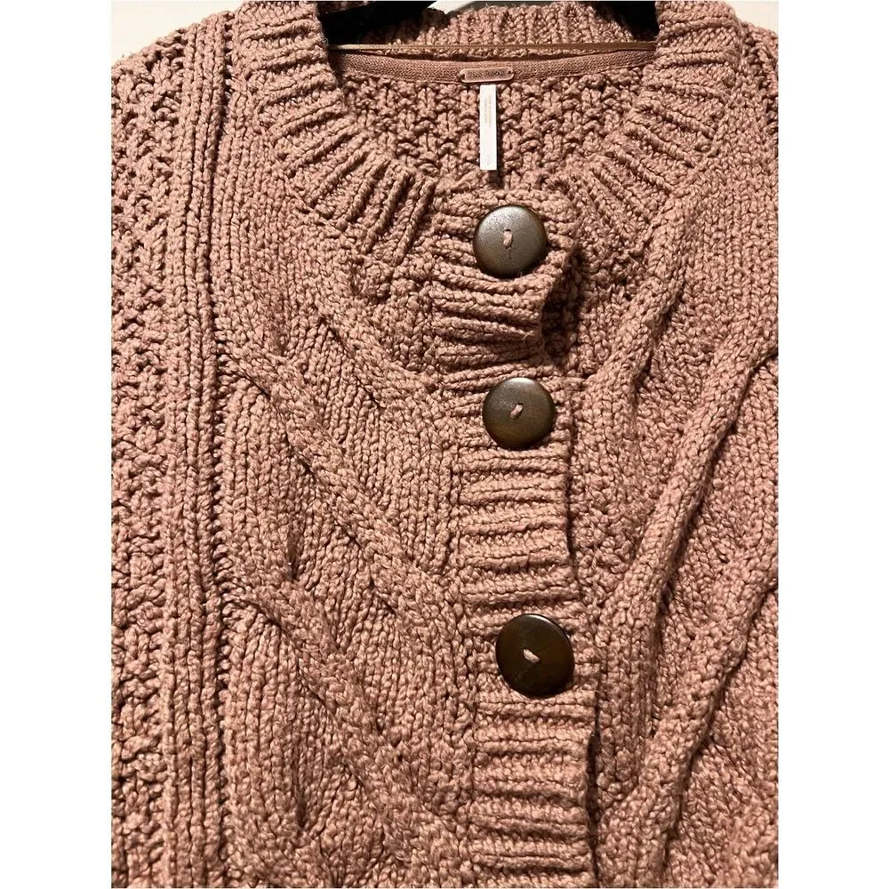 Free People Bonfire Cable Knit Cardigan Women's Sweater - Size Small - Picture 5 of 6